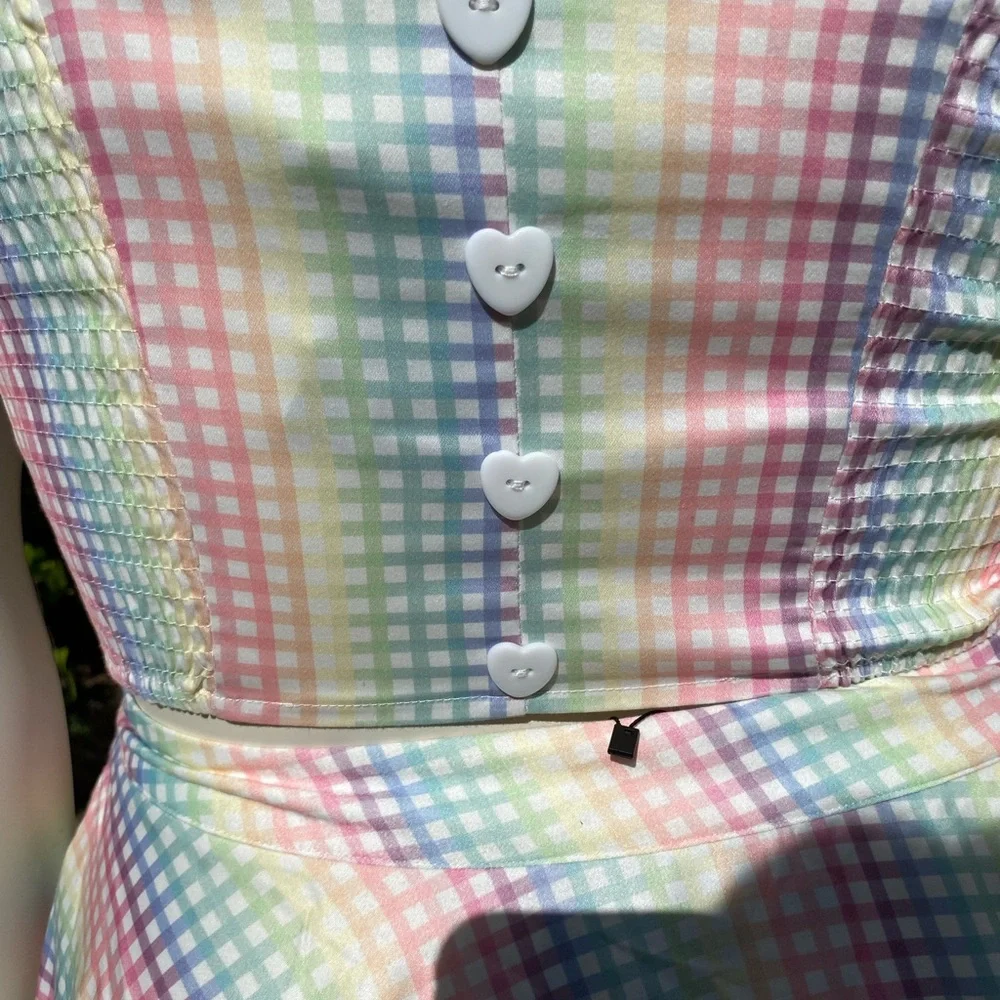Voodoo Vixen Pastel Gingham Sleeveless Top/Skirt Set - Picture 6 of 10